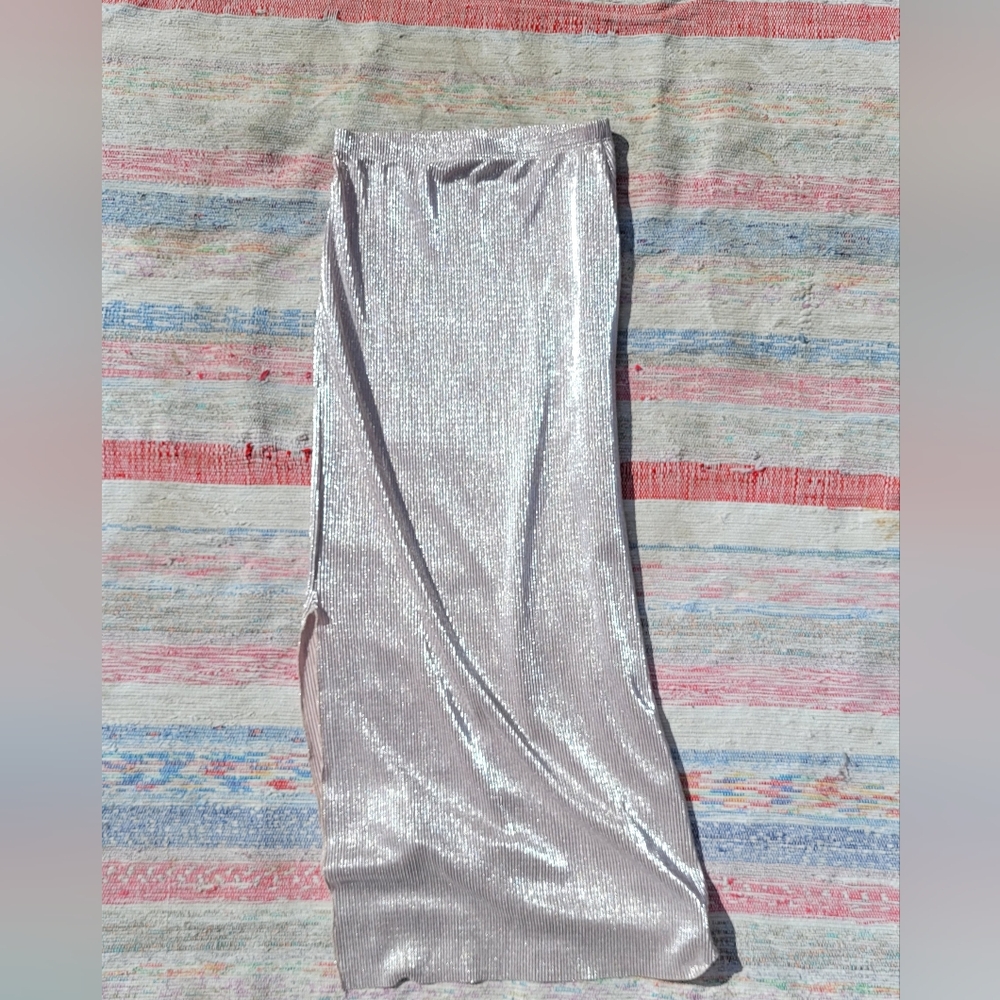 Shiny Pink Silver Maxi Skirt